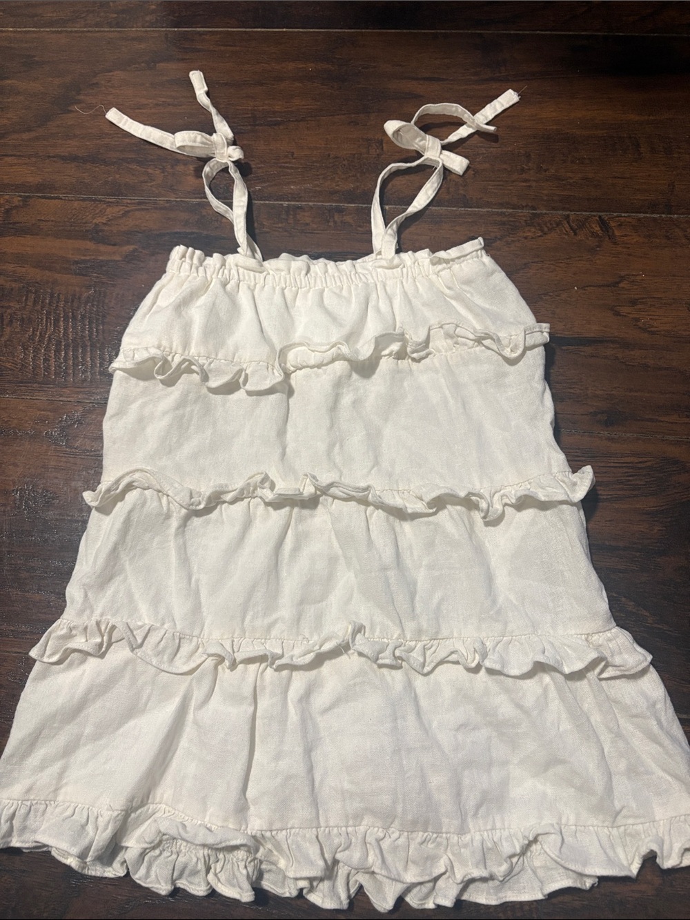 52seven Girls Cream Ruffle Tie-Shoulder Camisole Dress size 5